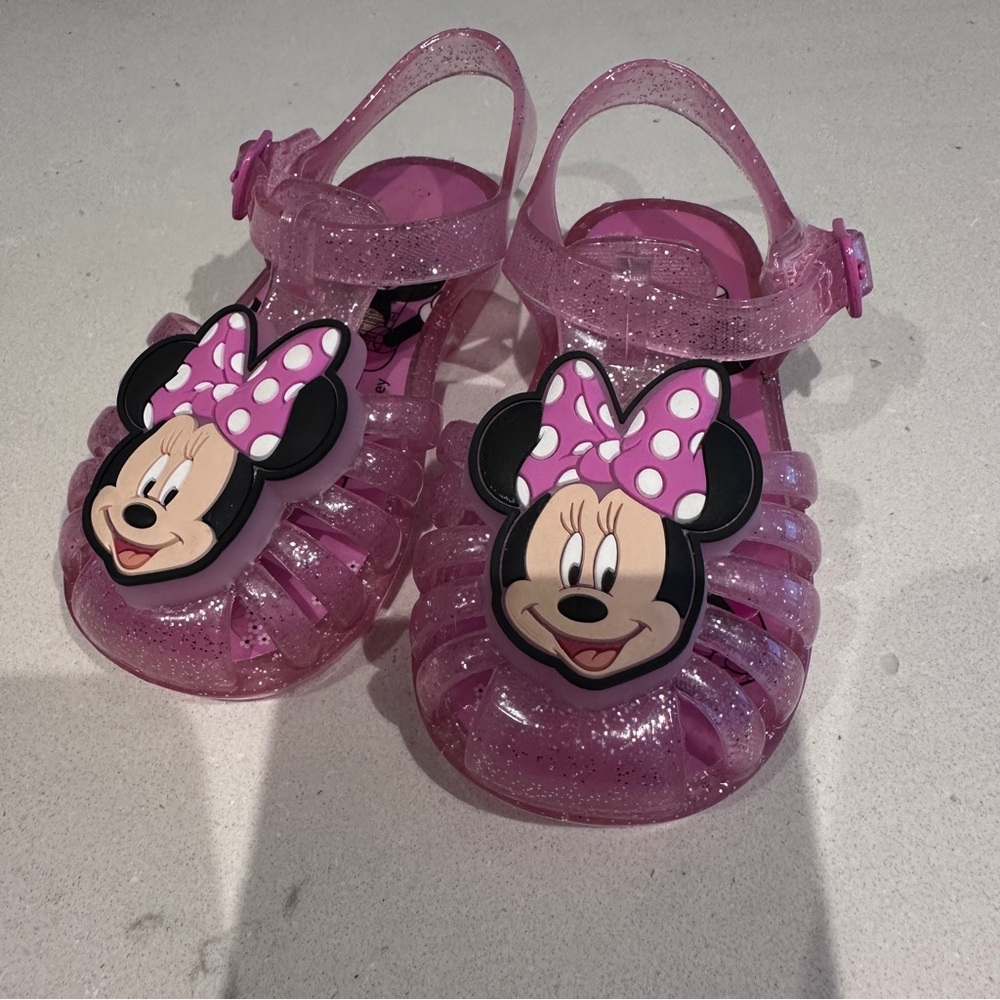 Disney Kids Glittery Pink Light Up Minnie Mouse Sandals